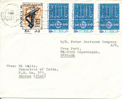 Iran Cover Sent To Denmark Topic Stamps Sent From Consulate Of India Shiraz - Iran