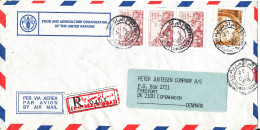 Algeria Registered Air Mail Cover Sent To Denmark Topic Stamps 21-7-1980) Sent From The UN Food And Agriculture Organiza - Argelia (1962-...)