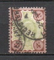 - GRANDE-BRETAGNE N° 112 Oblitéré - 4 D. Brun Et Vert Edouard VII 1902-10 - Cote 20,00 € - - Gebraucht