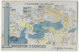 L'alphabet Du Soldat Indigestion D'exercice Lettre I Carte Fantaisie  Edit. E.R. Paris CPA Circulée 1951 Militaria - Umoristiche