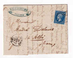 Lettre 1865 Poitiers Vienne Ernest Rodier Pour Albi Tarn Timbre Napoléon III 20c - 1862 Napoléon III