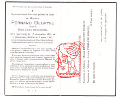 DP Fernand Degryse ° Warcoing Pecq 1881 † 1961 X Léona Delcroix // Delesalle Reheul - Images Religieuses