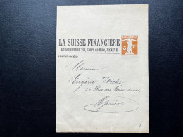 SUISSE BANDE D'IMPRIME / LA SUISSE FINANCIERE GENEVE - Stamped Stationery