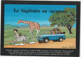 LD61 : Humour :  Illustrateur  ,la Sagittaire  En  Vacances , Martine  Boguet , Voiture, Girafe - Humour