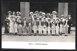 AK Wien, Gruppenfoto Von Der Schillerhuldigung, Schick Gekleidete Kinder  - Writers