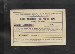 CARTE T C R C TRANSPORT REGION CLERMONTOISE ROUTE AUTOMOBILE DU PUY DE DOME VOITURE AUTOMOBILE PLIE : - Sonstige & Ohne Zuordnung