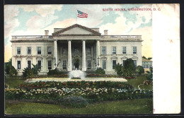 AK Washington D.C., Flower Beds And Fountain At The White House  - Washington DC
