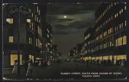 AK Toledo, OH, Summit Street, South From Adams By Night  - Toledo