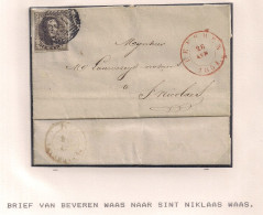 BRIEF N°6 VAN BEVEREN WAAS P16 NAAR ST.NIKLAAS-26 AVR.1851 AANKOMST 27 AVR.1851 - 1851-1857 Medaillen (6/8)