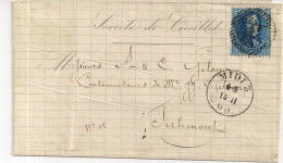 BRIEF AMBULANTE  M III-N°15-VERTREK COUILLET NAAR TIENEN-15.11.1863 - 1863-1864 Medaillons (13/16)