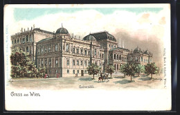 Lithographie Wien, Reiter An Der Universität  - Sonstige & Ohne Zuordnung