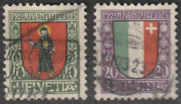 Schweiz: 1923, Mi. Nr. 186, 187 „Pro Juventute“: Wappen (VI), Glarus / Neuenburg.    Gestpl./used - Used Stamps