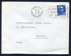 RC 27721 FRANCE 1952 SECAP PARIS VIII 49 RUE LA BOETIE / CENTENAIRE DE BRAZZA SUR LETTRE > GRENOBLE - Mechanical Postmarks (Advertisement)