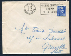 RC 27723 FRANCE 1952 SECAP PARIS VIII 49 RUE LA BOETIE / HYGIENE DENTAIRE CHEMIN DE SANTÉ SUR LETTRE > GRENOBLE - Mechanical Postmarks (Advertisement)