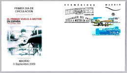 100 AÑOS PRIMER VUELO A MOTOR. First Powered Flight Centennial. FDC Madrid 2009 - Avions