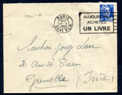 RC 27724 FRANCE 1952 SECAP PARIS GARE P-L-M. / AUJOURD'HUI ACHETEZ UN LIVRE SUR LETTRE > GRENOBLE - Mechanical Postmarks (Advertisement)