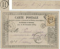 BOITE RURALE AISNE CPP 1873 LA CAPELLE EN THIERACHE GC / CERES DFT T17 BOITE RURALE H = HAUDROY - 1849-1876: Periodo Classico