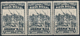 Uránia N.O.E. 2f Segélybélyeg Hármascsík / Charity Stamp Stripe Of 3 - Unclassified