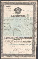 1850 Temesváron Kiállított útlevél Johann Banner Részére 30kr Okmánybélyeggel, A Hátoldalán Különböző Balkáni Határellen - Unclassified