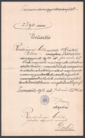 1911 Trencsén Vármegye Alispánja (Baross Jusztin) által Aláírt Okirat - Unclassified