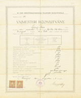 1931 Csermajor, Vajmesteri Bizonyítvány 33x42 Cm Vászonra Kasírozva - Non Classés