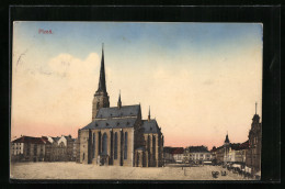 AK Plzen, Kirche Mit Platz  - Tchéquie