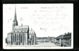 AK Pilsen, Stadtplatz Mit Kirche  - Tchéquie