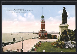 AK Kiel-Holtenau, Leuchtturm Und Kaiser Wilhelm I.-Denkmal An Der Kanal-Einfahrt  - Kiel