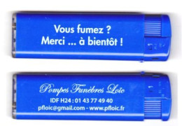 Briquet Publicitaire "Vous Fumez ? Merci...à Bientôt !" Pompe Funèbre Loïc _Di189 - Otros & Sin Clasificación