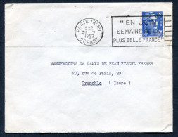 RC 27726 FRANCE 1952 SECAP PARIS TRI N°1 DEPART / EN JUIN SEMAINE DE LA PLUS BELLE FRANCE SUR LETTRE > GRENOBLE - Mechanical Postmarks (Advertisement)