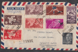 SPAIN, 1962,  Airmail Cover From Spain To India,  8 Stamps Used, No 3 - Lettres & Documents