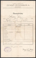1938 Bp., Zengő Zeneiskola Bizonyítvány - Unclassified