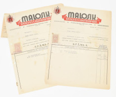 1939 Csongrád, Malosik Rum- és Likőripar, 2 Db Fejléces Számla, Illetékbélyegekkel, Kissé Foltos Lapok - Non Classés