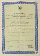 1954 Jugoszláv állampolgársági Bizonyítvány Szabadkai Férfi Részére - Unclassified