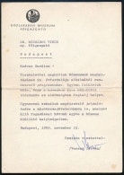 1989 Bp., Veress István, A Közlekedési Múzeum Főigazgatójának Autográf Aláírással Ellátott, Gépelt Levele Dr. Mészáros V - Unclassified