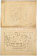 Cca 1900 Róma Két Kézzel Rajzolt Térképe. Ceruza, Papír. / Hand Drawn Map Of Rome 2 Maps 40x30 Cm - Andere & Zonder Classificatie