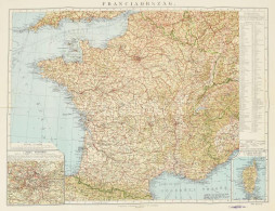 Cca 1930 Franciaország Térképe, átdolg.: Kogutowicz Károly, 1 : 2.750.000, Bp., Magyar Földrajzi Intézet R.T., Kis Szaka - Sonstige & Ohne Zuordnung