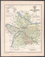 1893 Bp., Győr Vármegye Térképe, 1: 260 000, Tervezte: Gönczy Pál, Kiadja: Posner Károly Lajos és Fia, 30×24 Cm - Autres & Non Classés