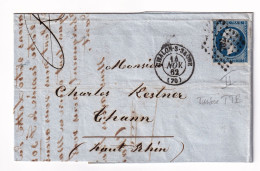 Lettre 1862 Chalon Sur Saône Saône Et Loire Thann Haut Rhin Chavannes & Cret - 1853-1860 Napoléon III