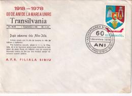 A24783 - 60 De Ani De La Marea Unire 1918 Transilvania 1978 Cover Romania - Brieven En Documenten