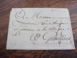 MARQUE  DEBERGUE   TAXEE 4   DU 18  OCTOBRE 1765  POUR GRAVELINES - 1801-1848: Precursors XIX