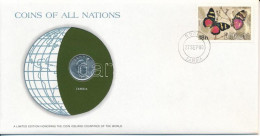 Zambia 1972. 5n "Nemzetek Pénzérméi" Felbélyegzett Borítékban, Bélyegzéssel T:AU Zambia 1972. 5 Ngwee "Coins Of All Nati - Unclassified