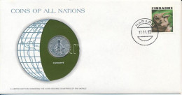 Zimbabwe 1980. 20c "Nemzetek Pénzérméi" Felbélyegzett Borítékban, Bélyegzéssel T:AU  Zimbabwe 1980. 20 Cents "Coins Of A - Non Classés