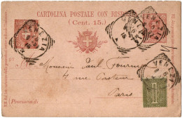 1,111 ITALY, VENEZIA, 1897, POSTAL STATIONERY TO PARIS (?) - Postwaardestukken