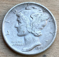 1941 S US Standard Coinage Coin Dime .900 Silver , KM#140,7736 - 1916-1945: Mercury (Mercurio)