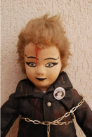 Unique Handcrafted Vintage Punk Rock Doll With Custom Outfit And Chains - Dolls