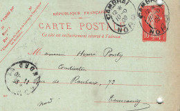 N°92 Entier Postal Carte Lettre Quincaillerie Cambrai - Voorloper Kaarten