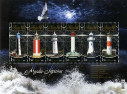 UKRAINE/UKRAINA 2009**  MI.1046-51**,Yvert 949-54, Architecture. Ukrainian Lighthouses - Illustrated Sheet - MNH - Ukraine