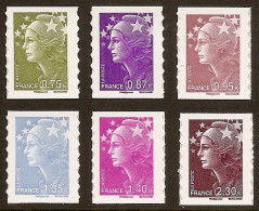 2010 - Série Autoadhésifs  N° 486 à 491  MARIANNE DE BEAUJARD 6 Valeurs NEUFS** LUXE MNH - Unused Stamps