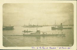 CPA CP Carte Photo Armée D'Orient Vue De La Baie De Moudros Grèce 22 2 1916 Marine Navires Bateau Sous Marin - Guerre 1914-18